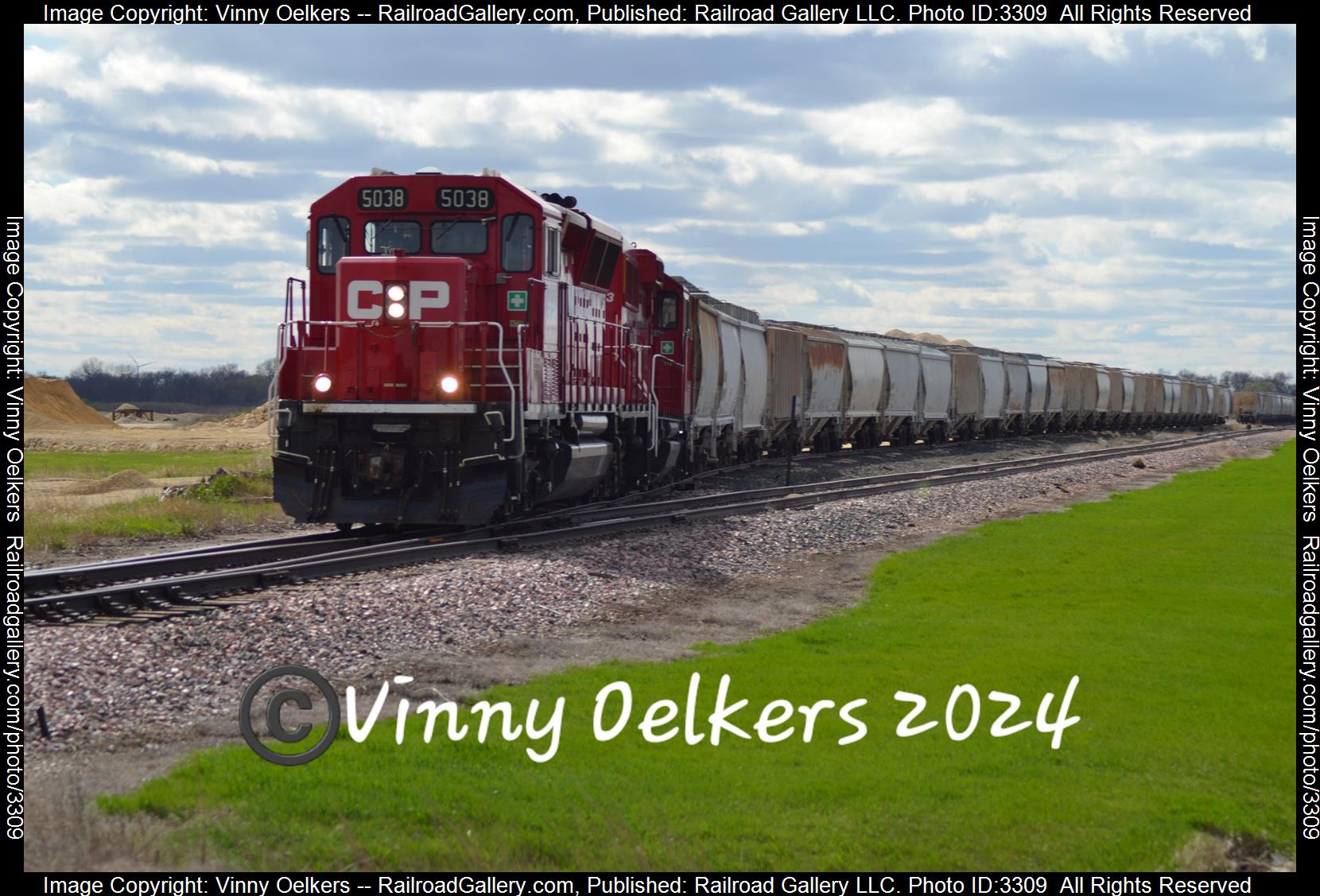 CP 5038 is a class SD30ECO  and  is pictured in Spencer, IA, United States.  This was taken along the Sheldon Subdivision  on the Canadian Pacific Railway. Photo Copyright: Vinny Oelkers uploaded to Railroad Gallery on 04/20/2024. This photograph of CP 5038 was taken on Friday, April 19, 2024. All Rights Reserved. 